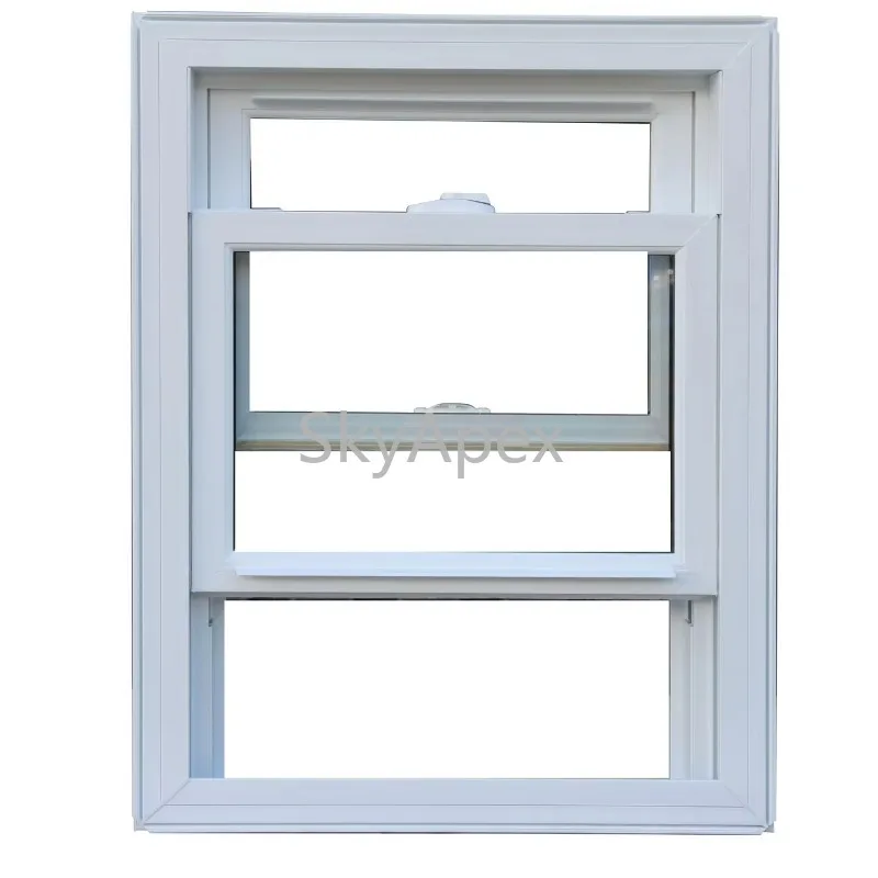 Custom White PVC Frame Vinyl Double Hung Windows Low E Glazed Vertical Sliding Window Energy Saving  Durable Soundproof Home Use