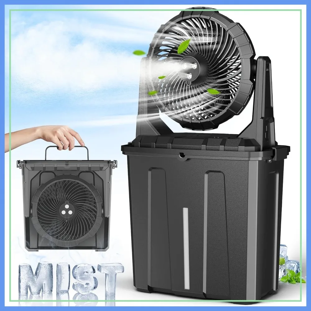 

10\" 9L Portable Misting Fan, 20000mAh Battery, 55Hrs Outdoor Cooling Fan for Patio Golf Camping