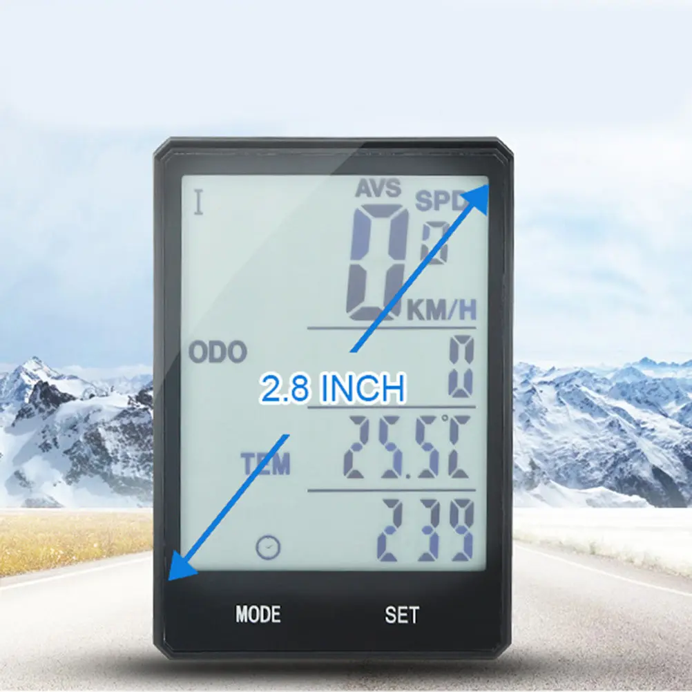 

Night Glow Tachometer Wired Bike Speedometer English Display Extended Seat Mount Green Light Cycling Instrument