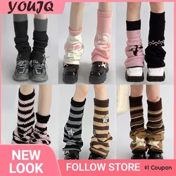 Y2K Autumn Winter Knitting Striped Cross Stockings Warm Horn Sock Leg Cover JK Stacking Sock Japanese Korean Women Lolita Socks