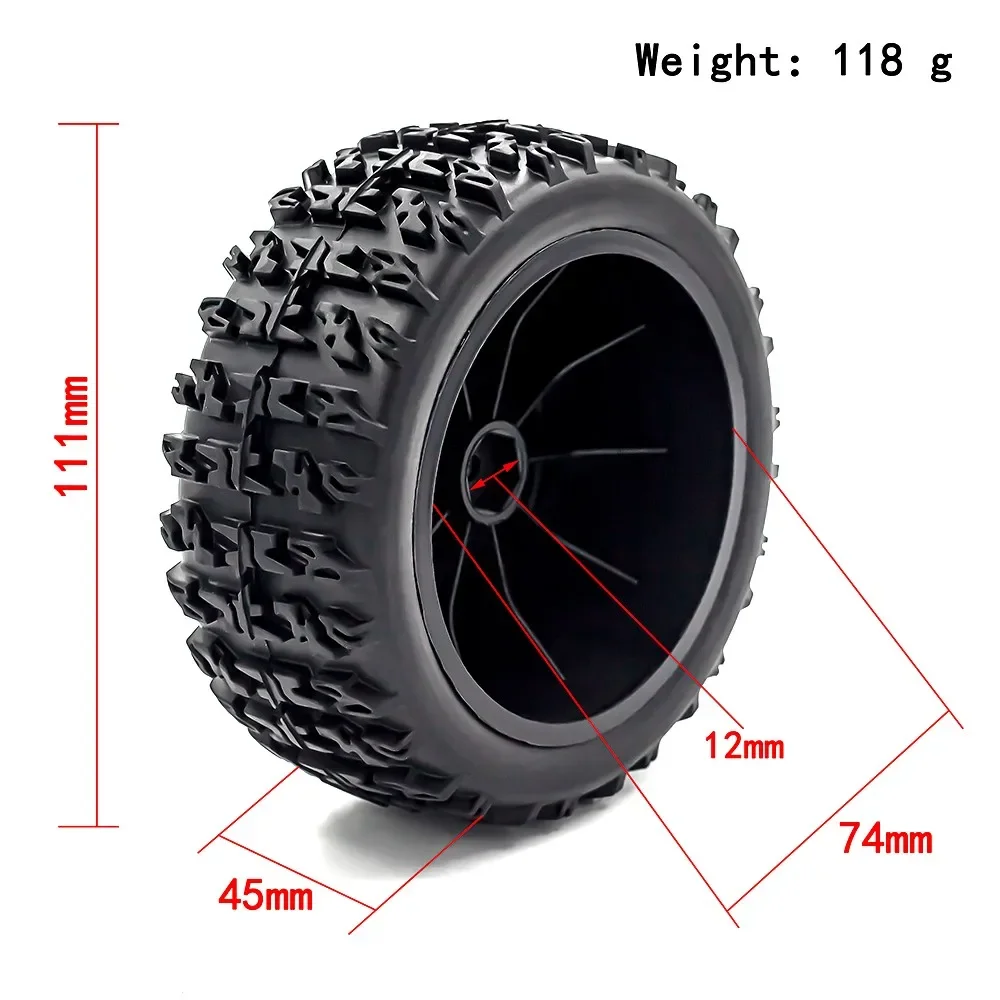 2 stücke 112mm Kurzstrecken-LKW-Reifen Reifen rad mit 12mm Sechs kant für Slash Arrma Senton Huanqi Vkar 10sc HPI RC Auto