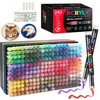 Marcadores de plumas de pintura acrílica de 12-240 colores Marcadores de pintura con punta de pincel para pintura rupestre, madera, lienzo, piedra, vidrio, regalo, manualidades