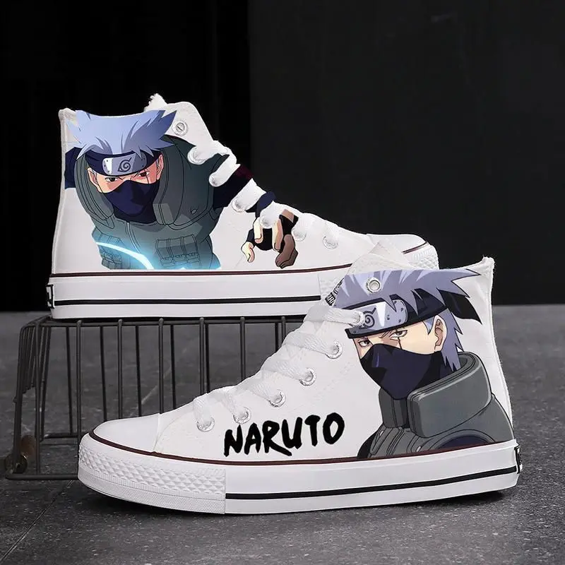 

2023New Anime Naruto Canvas Shose High-Top Sneakers Casual Shoes Unisex Cartoon Kakashi Sasuke Printing Flat Shoes Birthday Gift