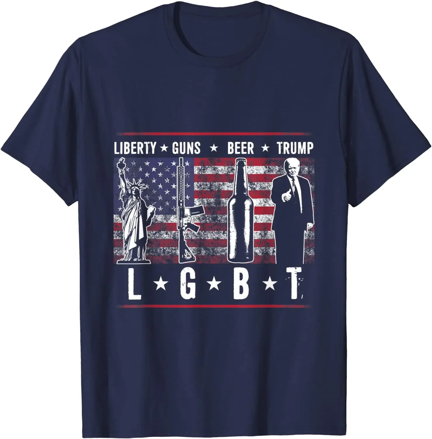 Liberty Guns Beer Trump TShirt LGBT Parody Funny Gift Tops Tees Brand Casual Cotton Men T Shirts Casual