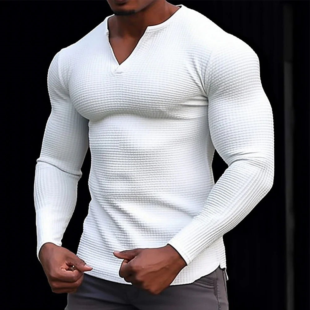 Magliette a maniche lunghe da uomo di moda Solid Cold Casual Sports Slim Fit Tees Vintage Pullover T Shirt top per uomo