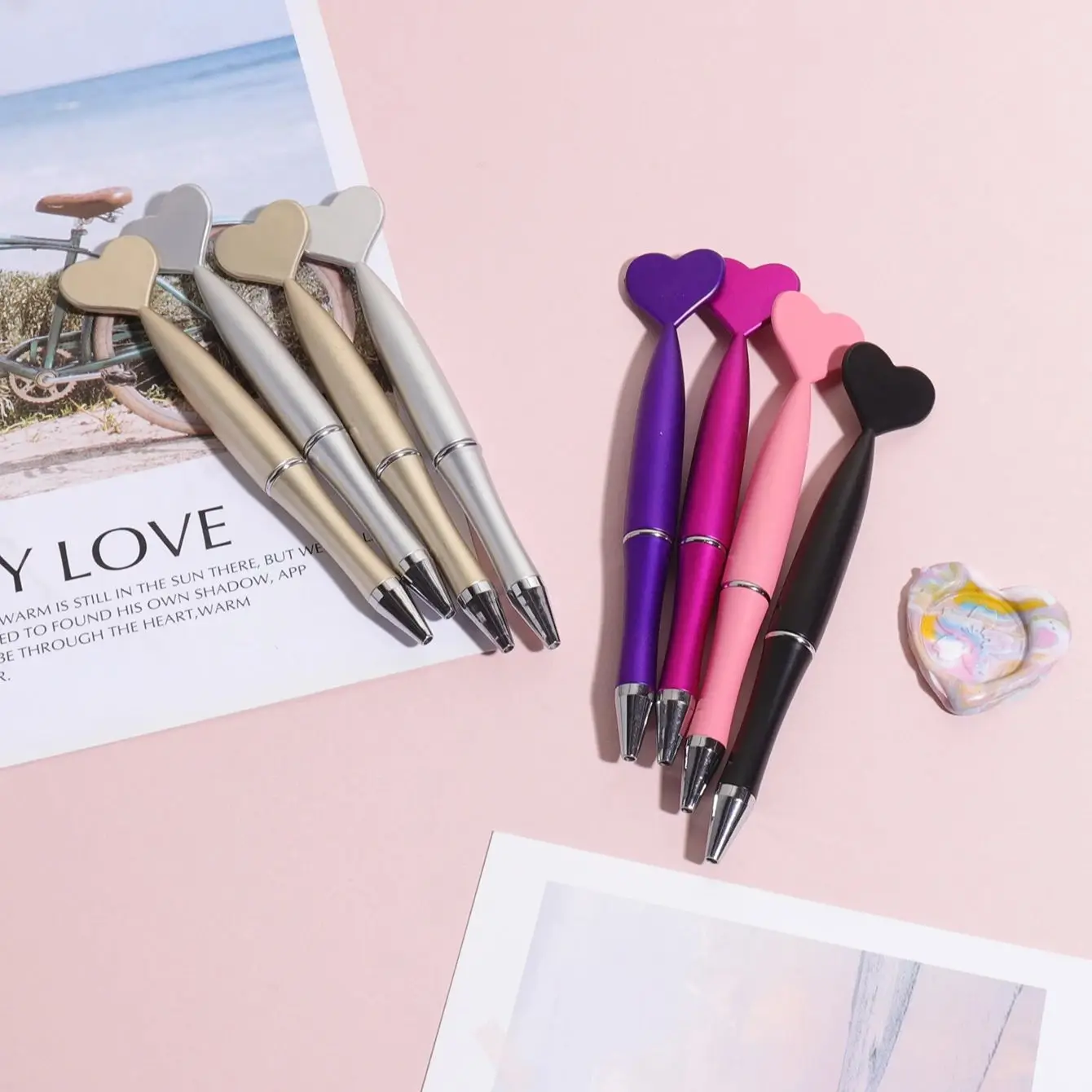 

Ручки с милыми сердечками, 3 шт., гелевые чернильные ручки для женщин, подарки на день Святого Валентина, романтические письменные офисные школьные принадлежности