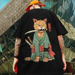 Kaus Pria Hewan 3D Tengkorak Prajurit Kucing Gambar Pakaian Pria Kaus Kebesaran Longgar Lengan Pendek Kasual Musim Panas Kaus Atasan Harajuku 10 kucing prajurit penjualan terbaik - №