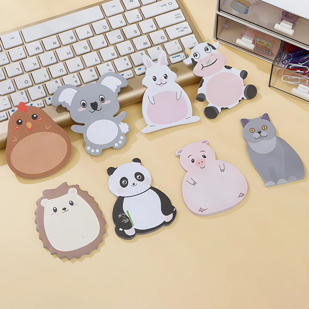 Cartoon Cute Farm Animal Sticky Notes Funny Kawaii Pig Panda Cat Koala Memo Pad Post Notepad Kids Stationery Checklist Index Tab