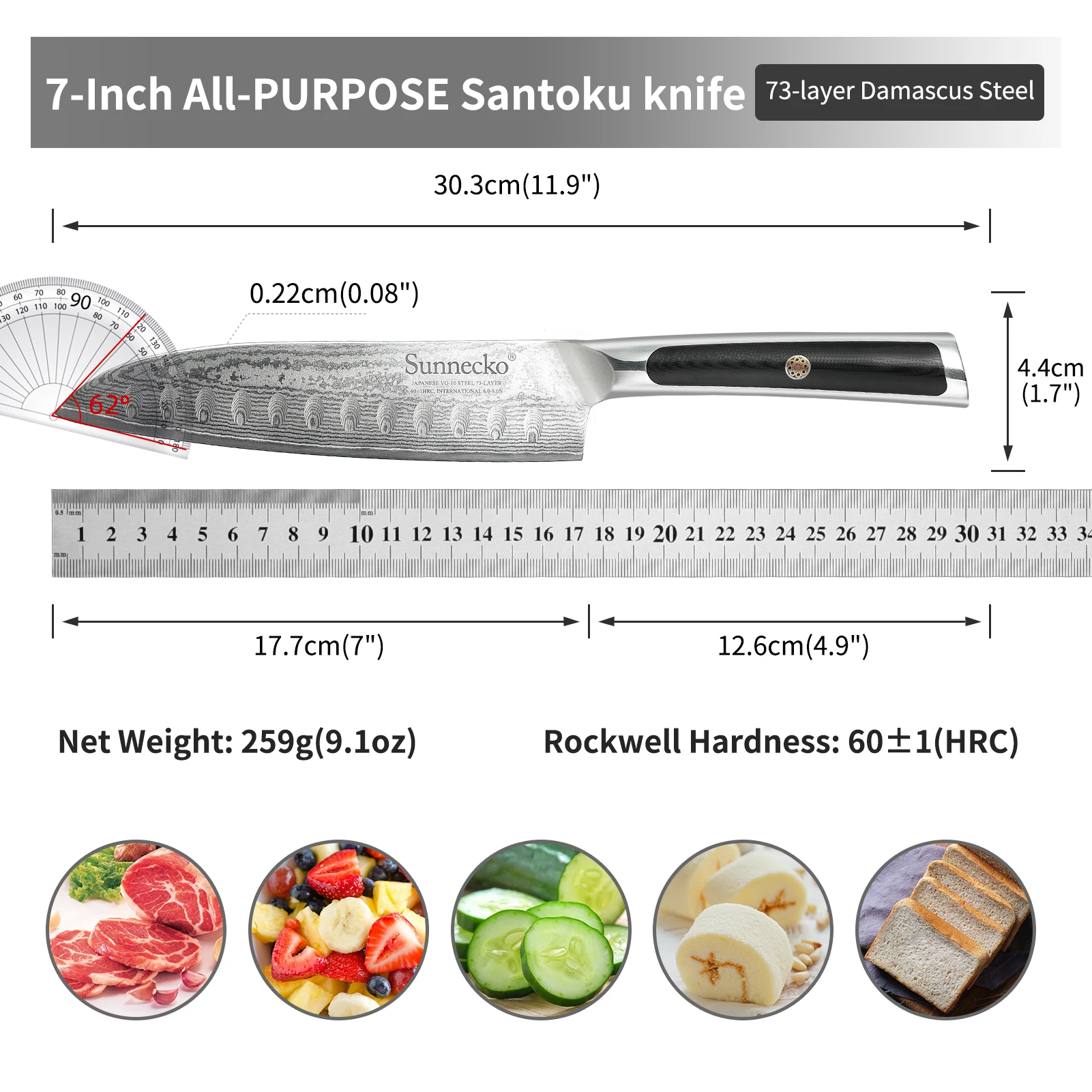 SUNNECKO Damascus Steel  Kitchen Knives VG10 Blade Cut Japanese 8\'\' Chef\'s 5\'\' Utility 3.5\'\' Paring Knife Meat Fish Tools