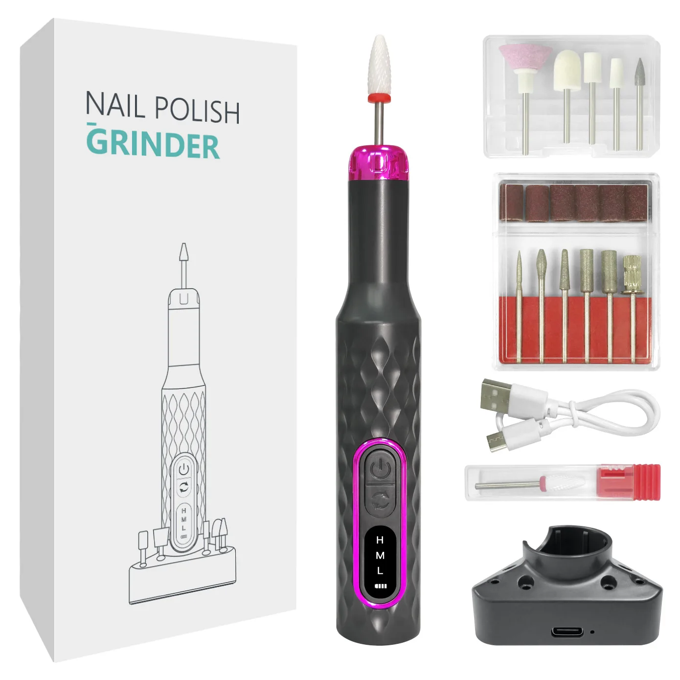 전기 네일 파일 세트, 전문가용 매니큐어 페디큐어 키트, 무선 전기 네일 드릴 기계, 가정용 페디큐어 키트 드릴 비트
