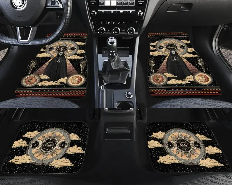 Skull Car Mat, Moon Sun Mat, Celestial Floor Car Mat, Wizard Floor Car Mat Floor Car Mat, Personalized Car Mat, Car Accessories,