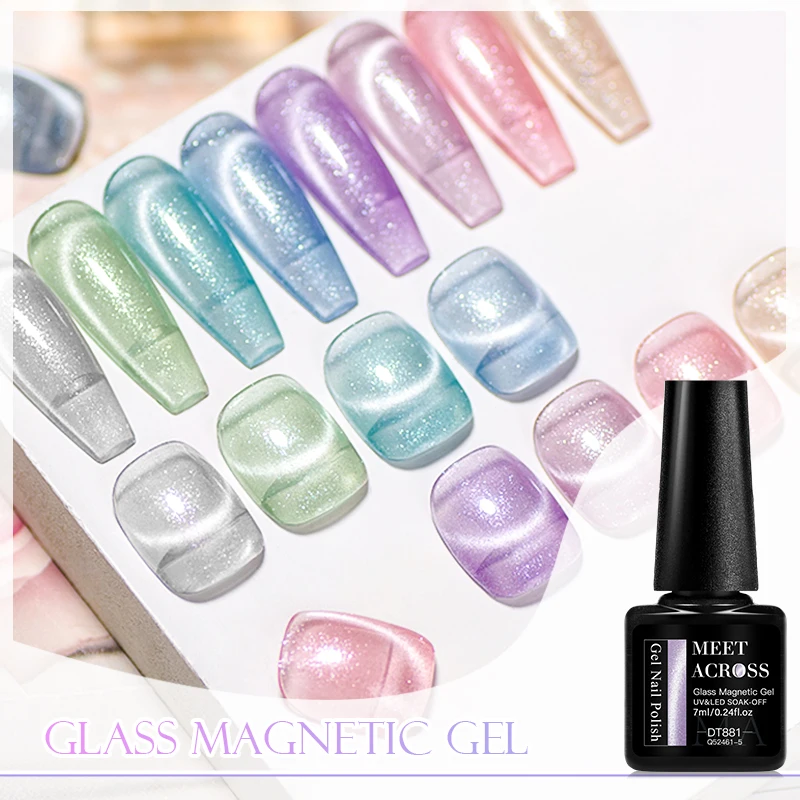 Ontmoet Over 7Ml Glazen Kat Magnetische Gel Nagellak Voor Nagels Glitter Semi-Transparante Nail Art Weken Van Uv-Gel Lak Manicure