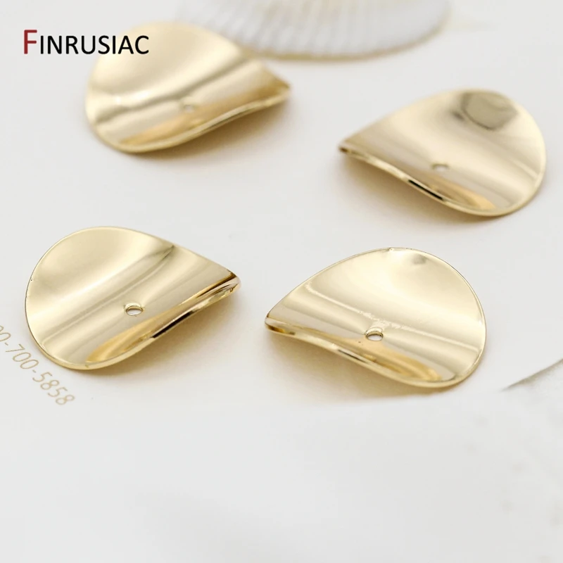 10PCS/Lot 14K Gold Plated Smooth Wavy Brass Sheet Accessories For Jewelry Making DIY Earring Findings