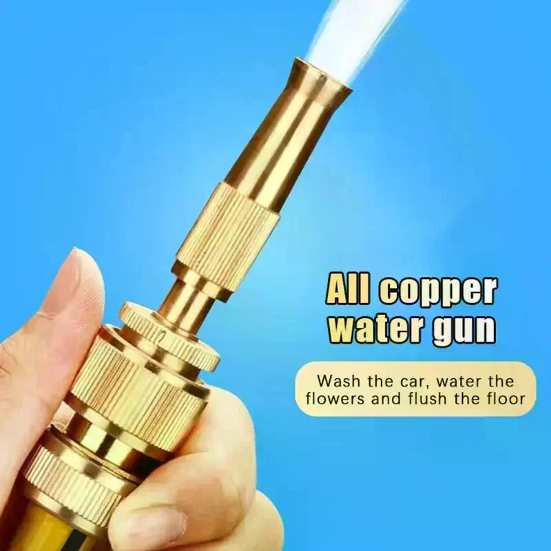 High Pressure Spray Nozzle Water Gun Brass Quick Connect Direct Jet Multiuse for Lawn Patio Garden Car Wash Spraying Tasks