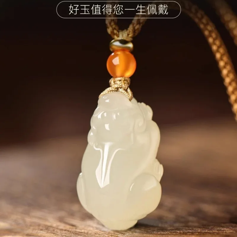 Natural Hetian Jade Small Pixiu Pendant Jade Ornament Chinese Style Unisex Jewelry Holiday Gift