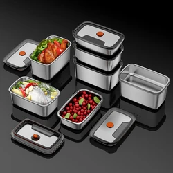 99.9% Anti-bacterial LFGB Certificate 316L Stainless Steel Crisper Upgrade Steel Cover Fridge Storage Food Box Oven Heating Case