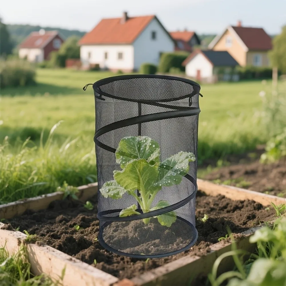 Pop-Up Mesh Plant Guard Folding Reusable Insect Barrier Netting Breathable with Ground Pegs Plant Cover Potted Plants