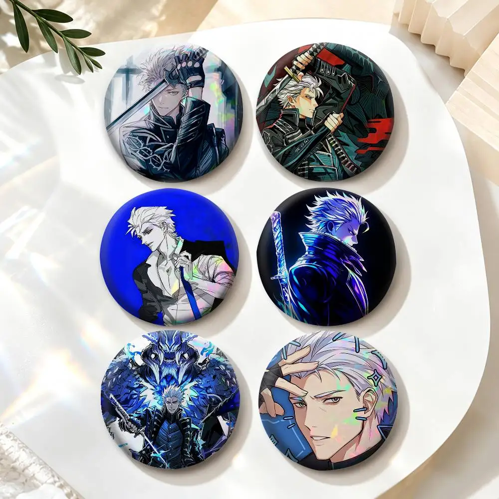 Game V-Vergil Devil May Cry  Badges Creative Tinplate Button PinsBrooch Badge Clothes Backpack