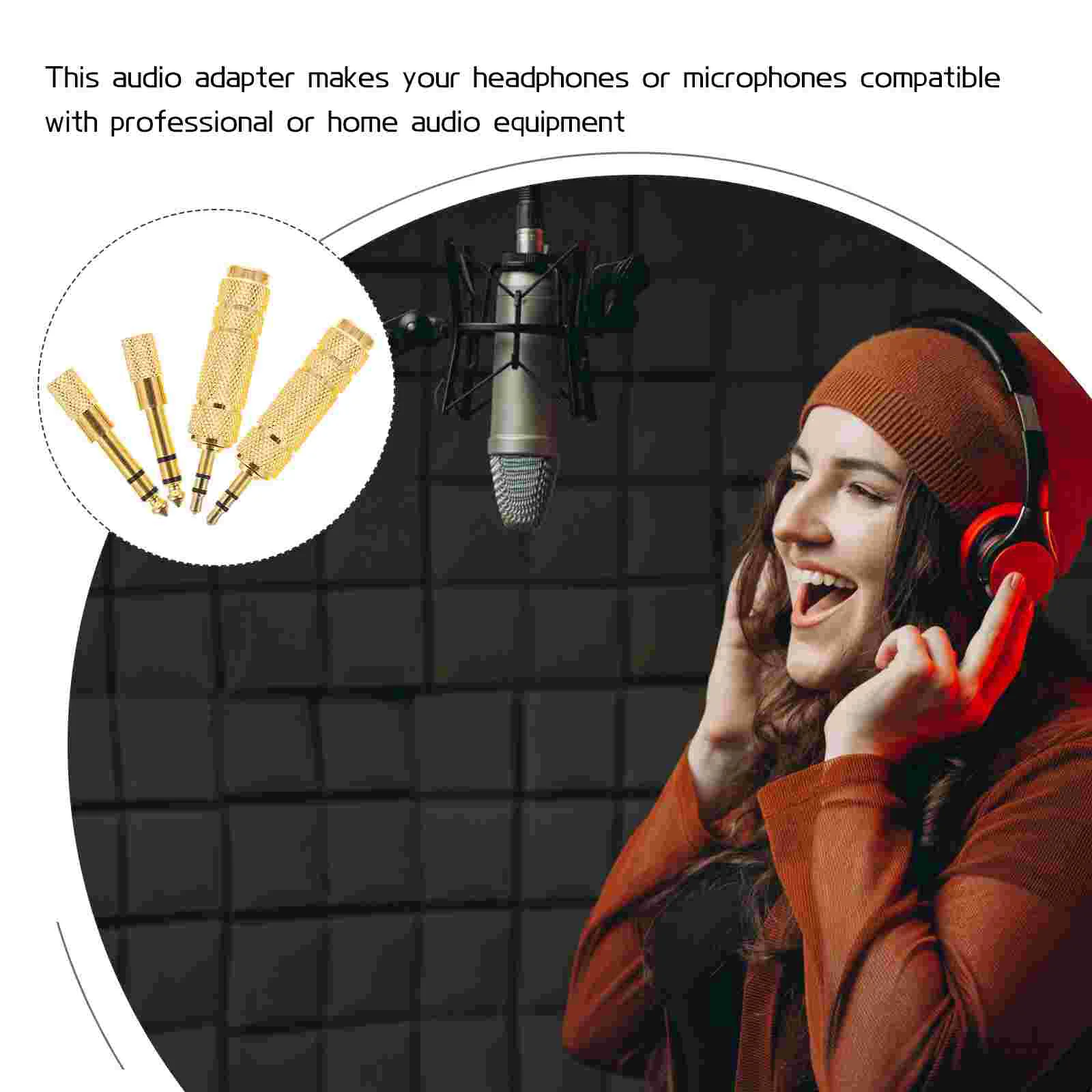 4 Pcs Headphone Adapter Audio Connector Converter Conversion 65mm 35mm Mini Audios Aux Golden Instrument