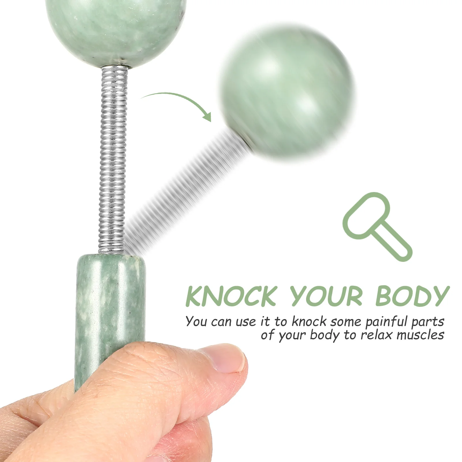 

1Pcs Jade Massage Hammer Smooth Durable Manual Multi-Functional Body Face Massager Tool Relax Muscles Enhance Complexion