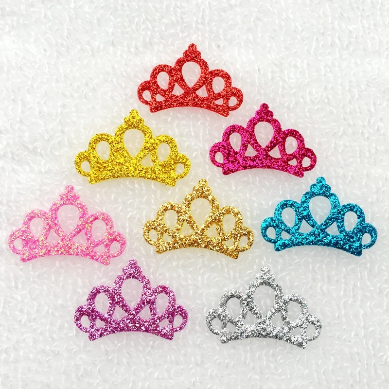 Fashion 50pcs/lot New DIY Party Glitter Felt Crown riverdale qatar uae patches Supply Birthday Applique DIY Hair Accessories