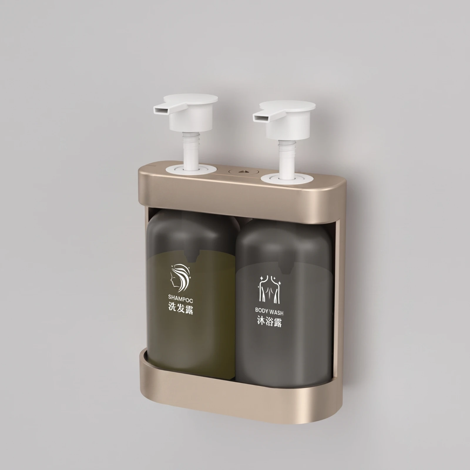 Shampoo and Body Wash Dispenser No Drill Shower Dispenser with Two Bottles Double Lockable for Hotels, Bathroom, Guesthouse