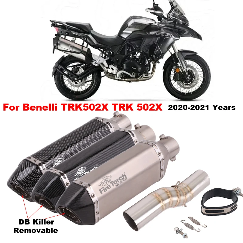 For Benelli TRK502X TRK 502X 502 X 2019 2020 2021 Motorcycle Exhaust Escape Modify Middle Link Pipe Motocross Muffler DB Killer