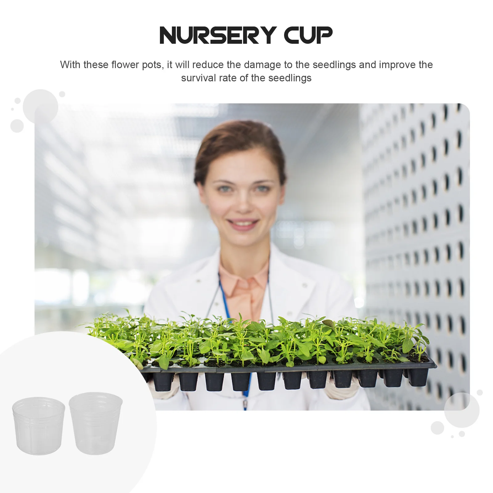 

50Set Plastic Flowerpots Transparent Nutrient Cups for Indoor Outdoor Seed Starting Hydroponic Plant Growing System