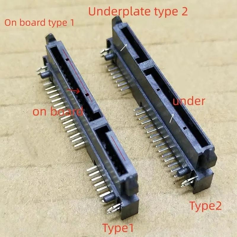 10pcs SATA hard drive interface socket 7+15P female socket 90 degree sata connector