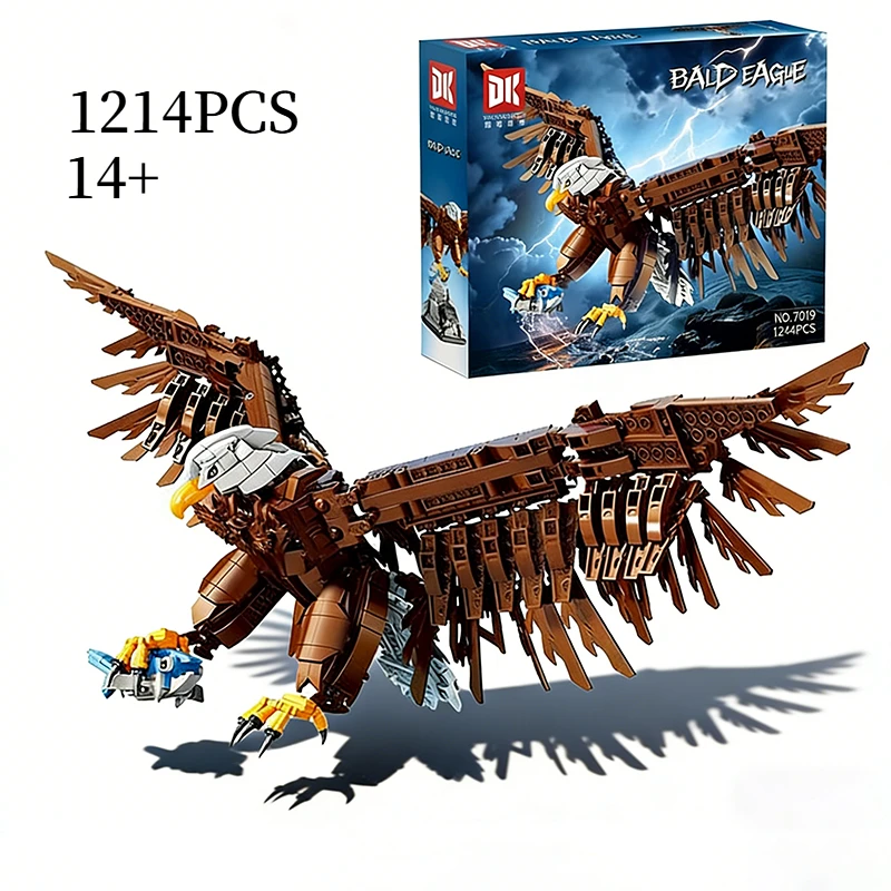 

1214PCS Creative Bald Eagle Building Blocks Desktop Ornament Home Decor Construction Bricks Toy Gift For Children Adult