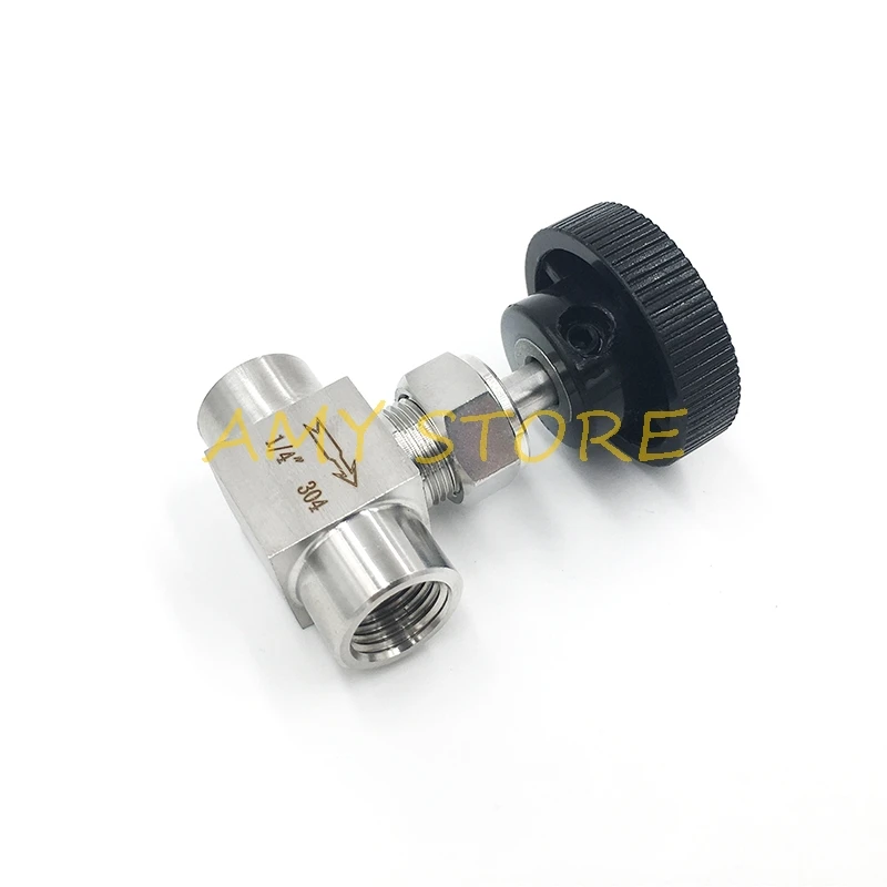 วาล์วเข็ม SS304สแตนเลสปิดการควบคุมการไหล1/8 ''1/4'' 3/8 "เกลียวตัวเมีย1/2 'bsp สำหรับท่อน้ำมันแก๊สน้ำ