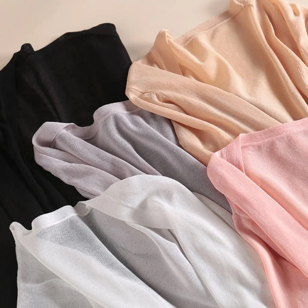 

Women's Knitted Cardigan Mid-Length Large Size Summer Thin Ice Silk Sunscreen Jacket Slim-Fit All-Match Outer Shirt
