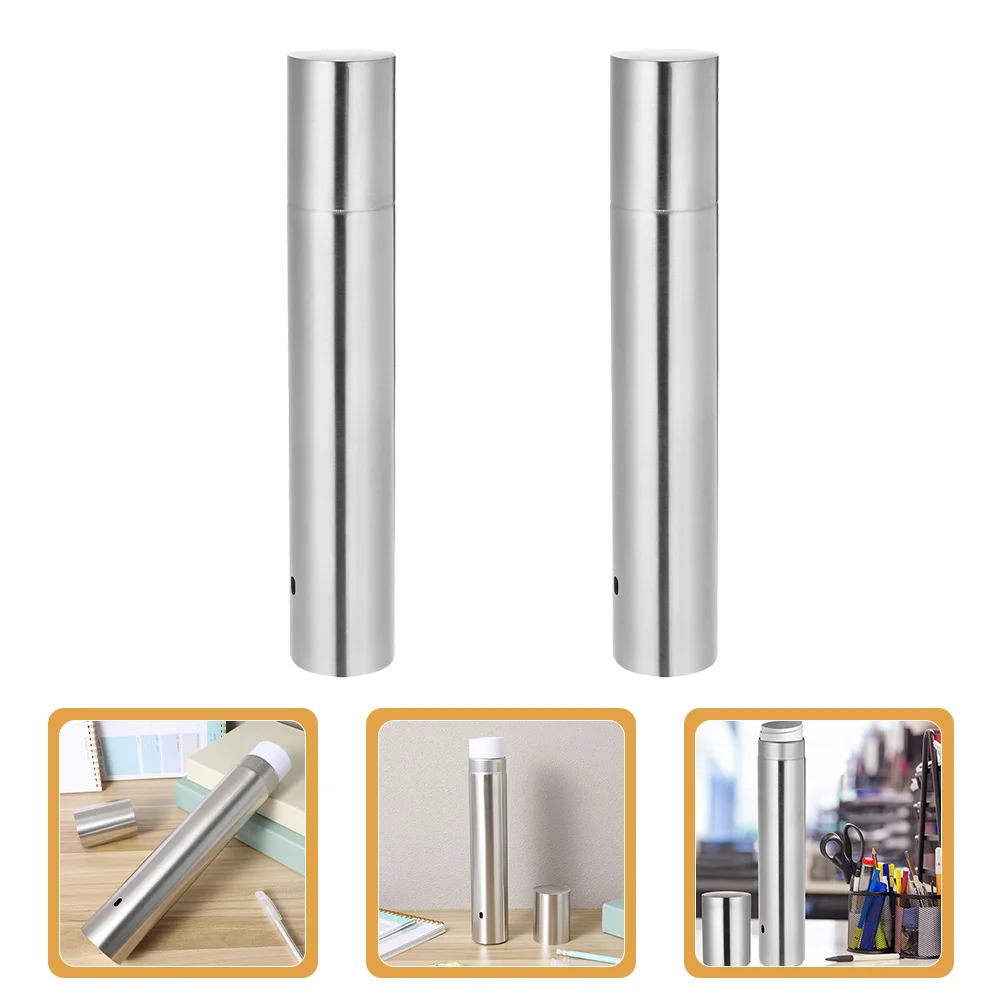 2pcs Stainless Steel Document Tube Certificate Holder For Birth Certificates Diploma Storage Vintage Metal Container Portable