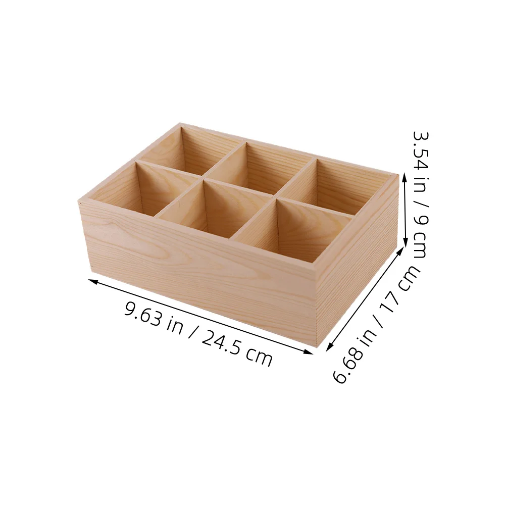 2 قطعة منظم مكتب خشبي 6 مقصورات صندوق تخزين متعدد الوظائف لأقلام الرصاص وأقلام التلوين وفرش المكياج والمكتب والمدرسة