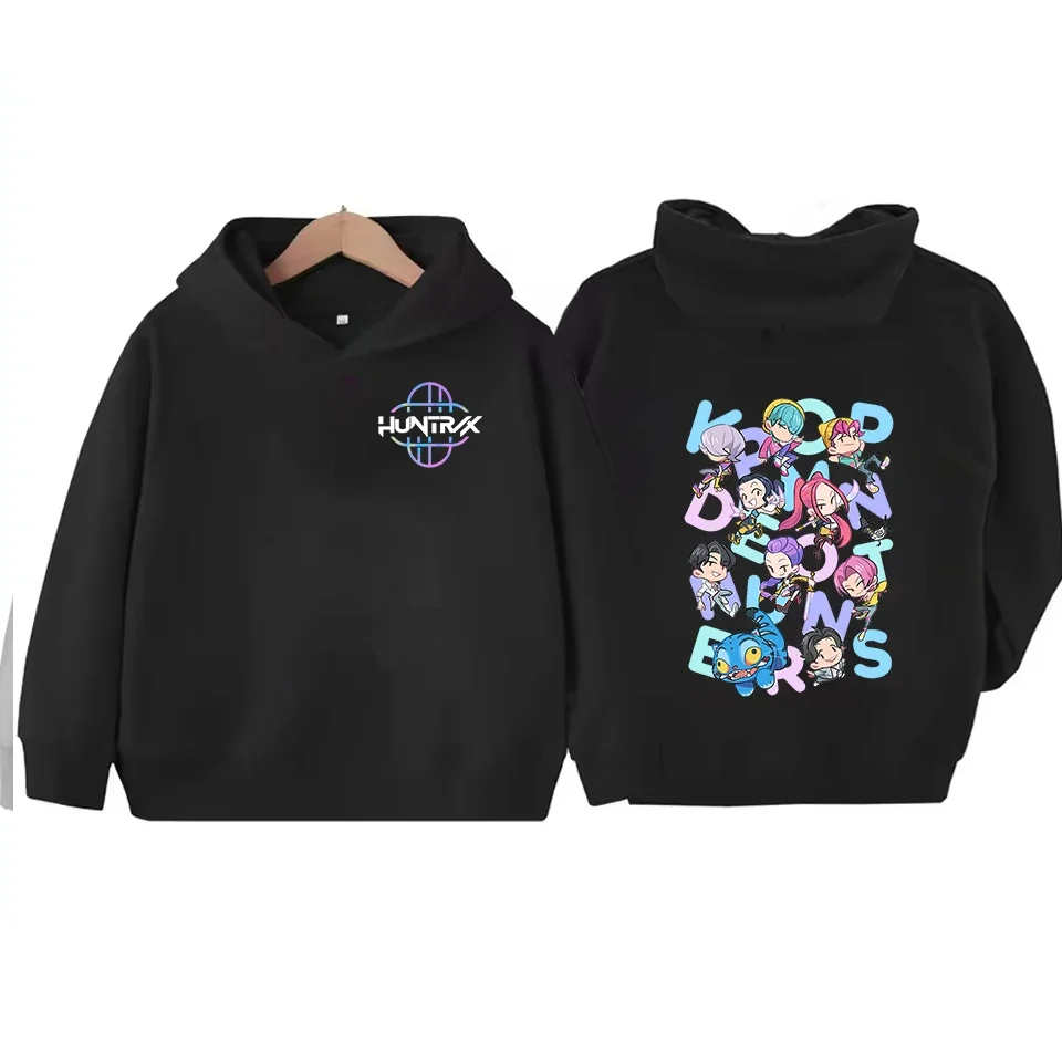 

KPop Demon Hunter Cartoon Cute Girls Hooded Sweatshirt Warm Rumi Children's Wave Fashion Casual Tops Casual Black Pink Clothing