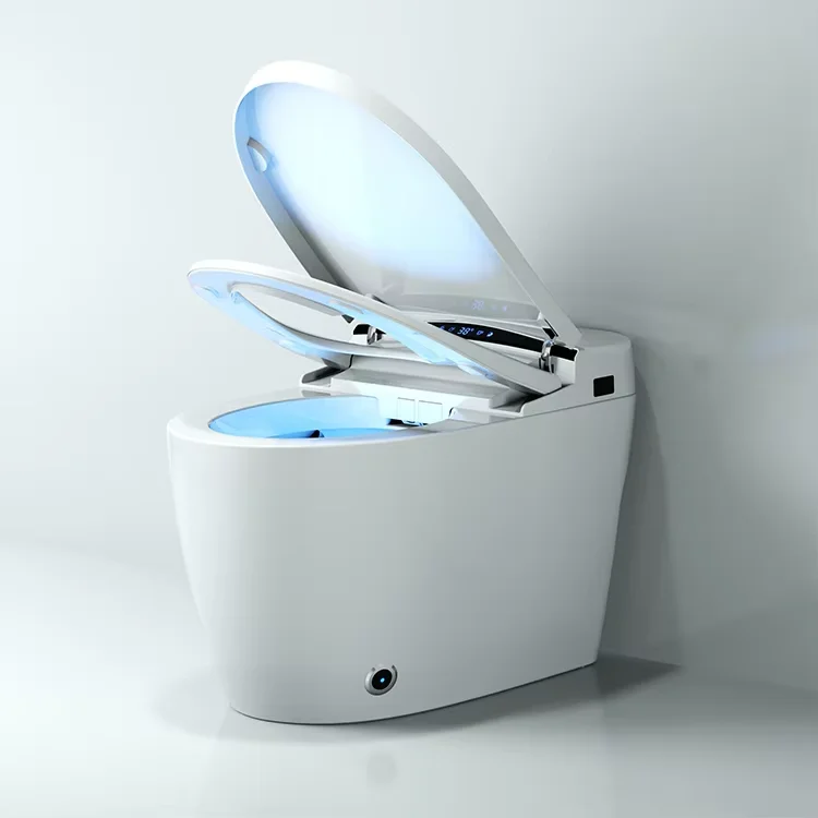 

High End Floor Mounted Elongated Intelligent Smart Toilet with Remote Control Included Automatic Flush Ceramic Material