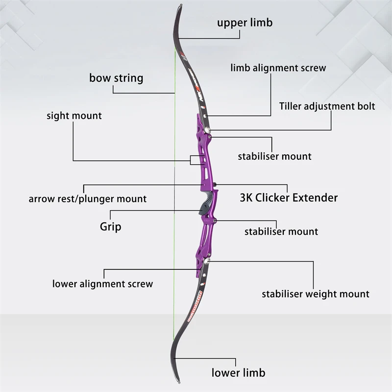Nika peninggi ET-8 panahan 68 inci, dengan N3 serat karbon ILF anggota tubuh 20-50lbs busur Recurve untuk Target panahan tangan Rihgt