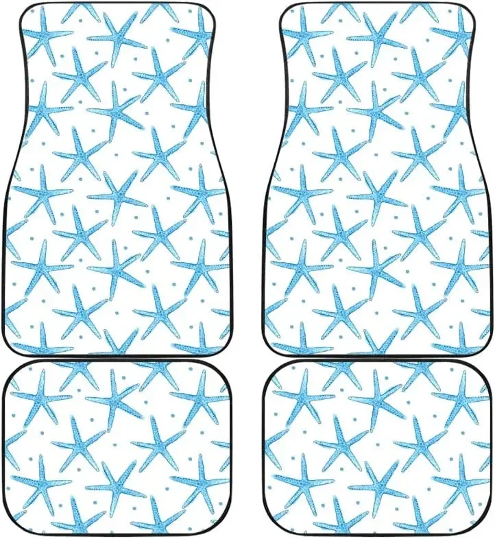 Starfish Car Floor Mats Blue Watercolor Starfish Pattern Customized Car Floor Mats, Universal Fit Auto Floor Mats Set of 4