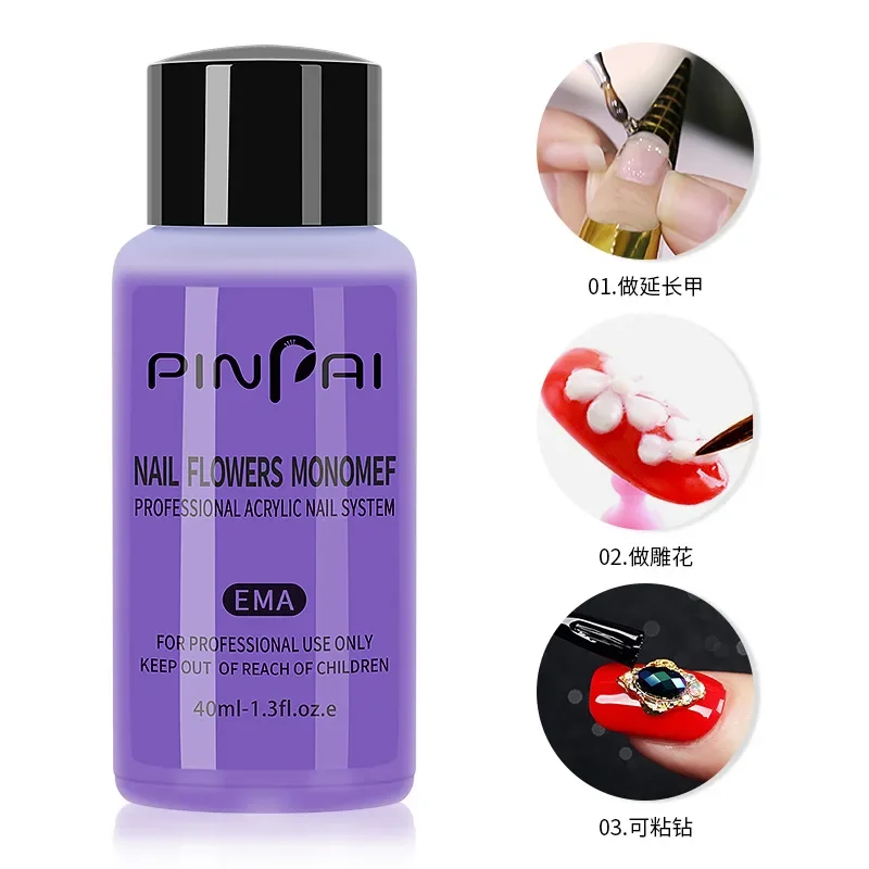 40ml acrílico prego líquido monômero cristal acrílico extensão do prego escultura não-amarelecimento para unhas de poeira em pó acrílico