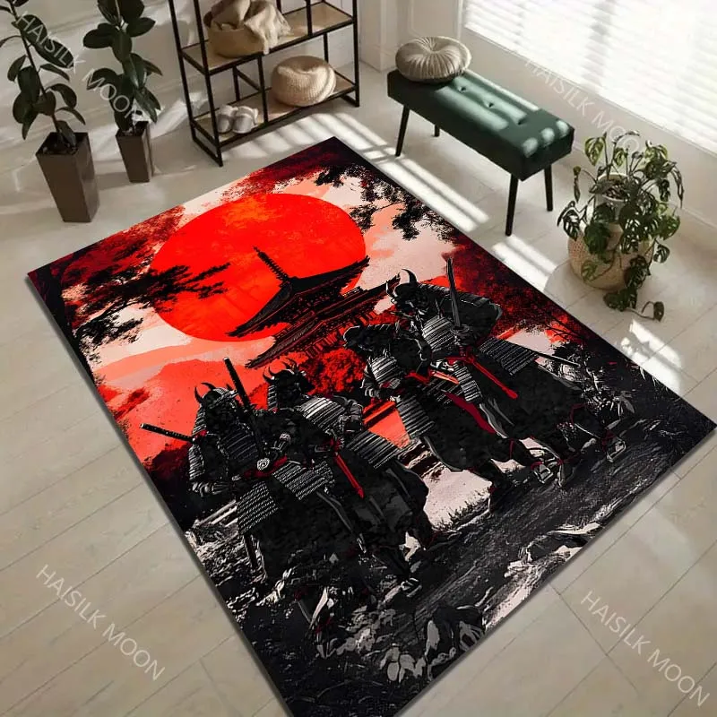 1PC Japanese Bushido Print Carpet for Living Room Bedroom Sofa Home Decor Rus Non-slip Floor Mat Luxury Gift Multiple Sizes
