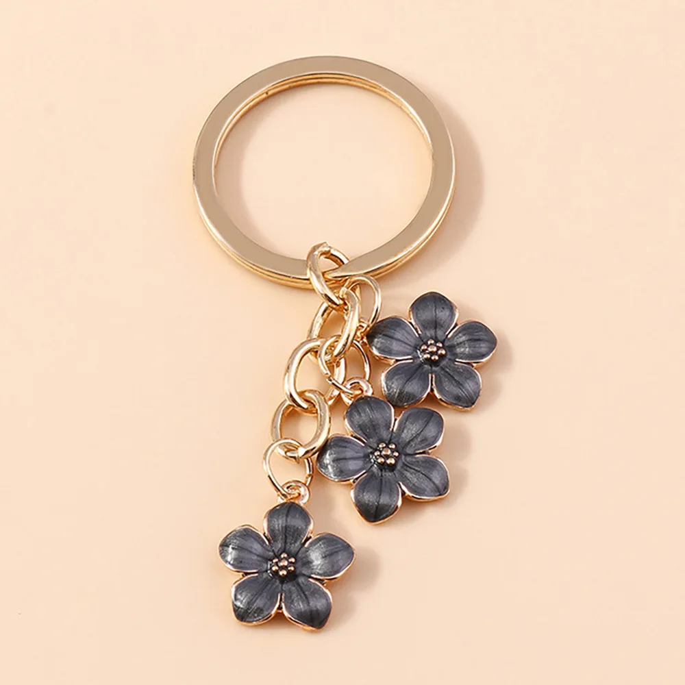 Cute Keychain Key Ring Blossoms Key Chains For Women Men Handbag Accessorie DIY Handmade Jewelry Gifts