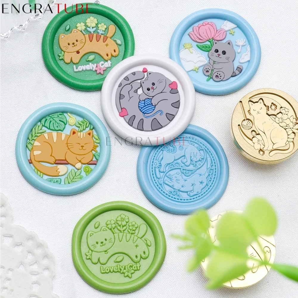 

Cat Series Sealing Wax Stamp Brass Pet Shop Souvenirs Gift With Wooden Handle For DIY Wedding Scrapbooking Envelope Kids Toys