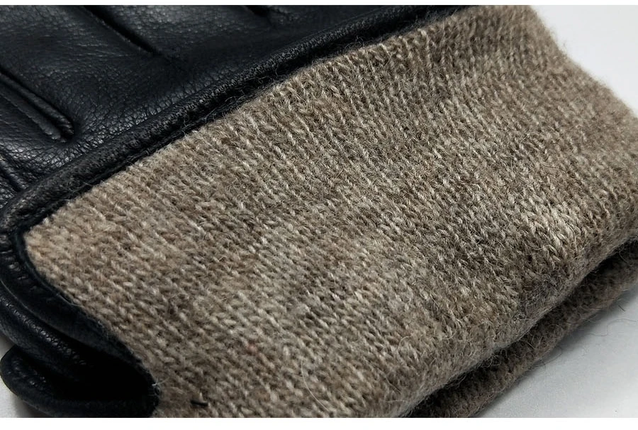 2025 New Winter man deer skin leather gloves male warm soft men's glove black three lines design men mittens sheep hair lining