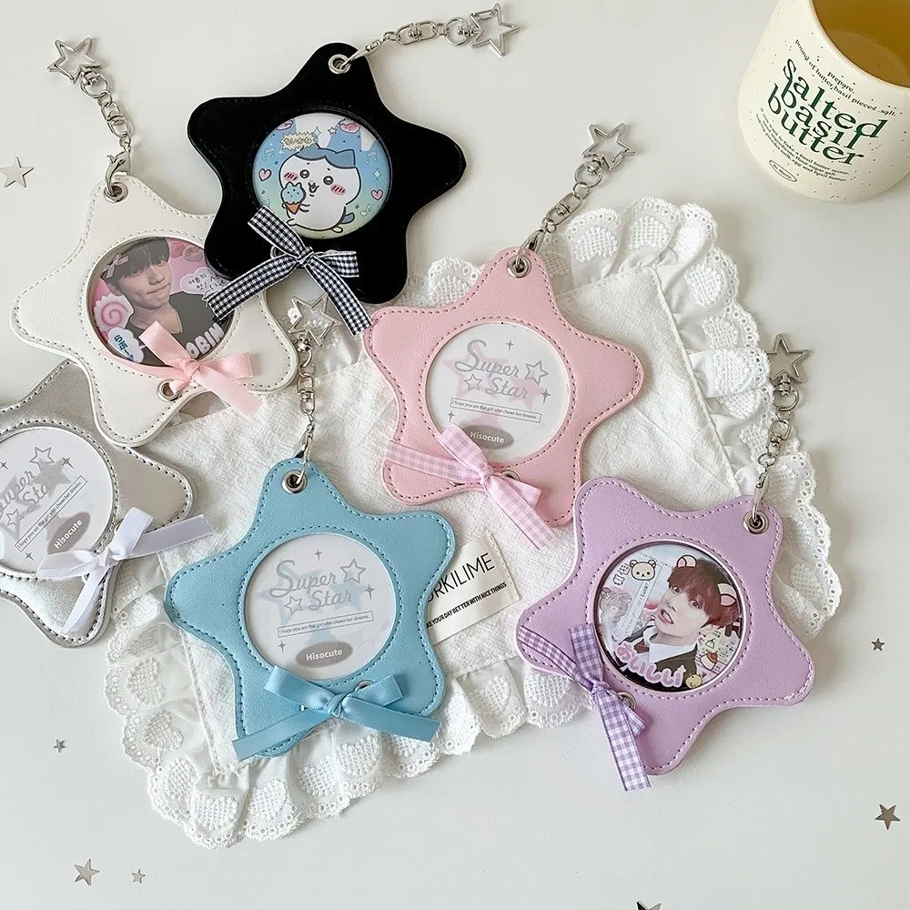 Cute Display Case Star Badge Holder Transparent PVC Badge Protector Bag Waterproof Photo Card Holder Backpack Decoration