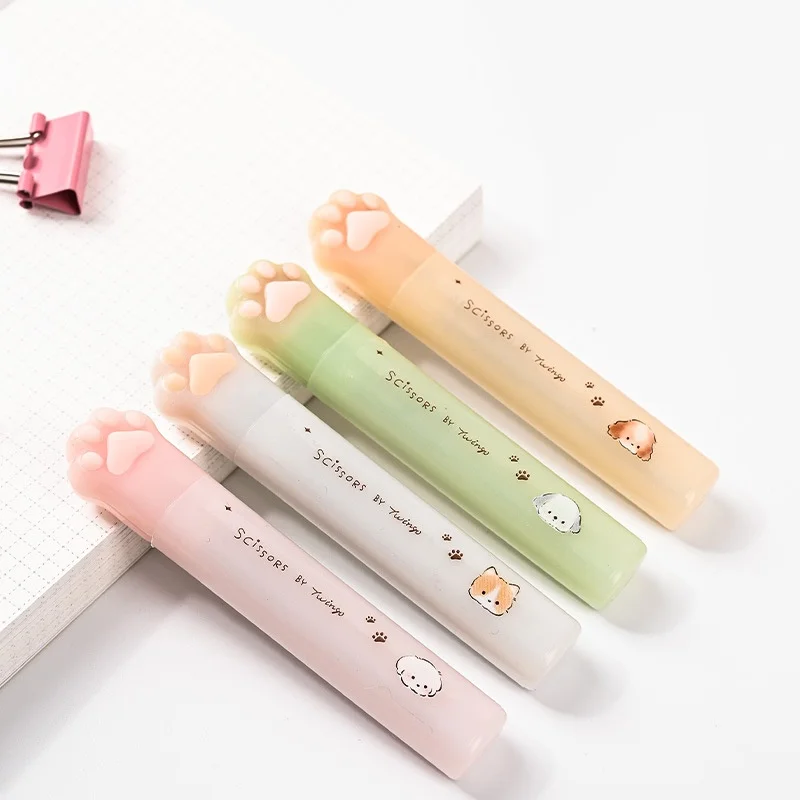 12pcs-lot-kawaii-cat-paw-art-scissors-safety-paper-cutter-utility-knife-school-supplies-stationery-gifts
