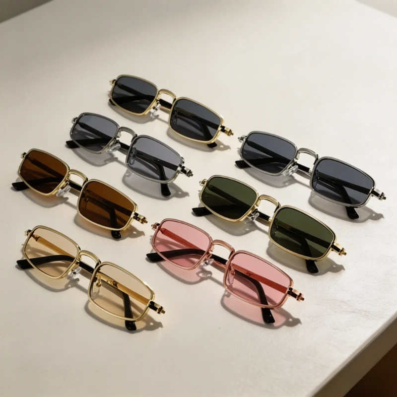 Unisex Retro Trendy Metal Square Sunglasses Luxury Designer‑Style Anti‑UV Shades Sun Glasses for Driving Outdoor Sports
