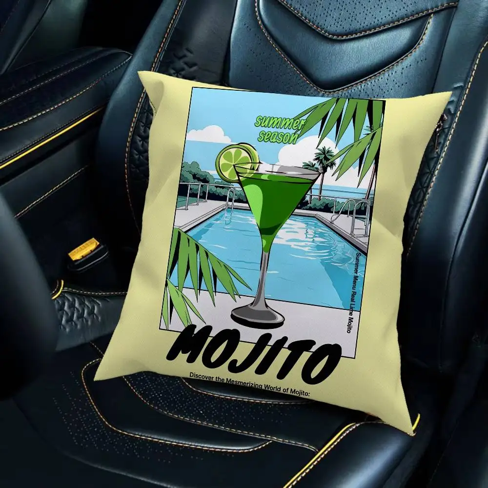 

Mojito Cocktail Art Double-Sided Luxury Pillowcase 60x60cm for Car Sofa Home Decor Cushion Cover Stylish Artistic Accessory