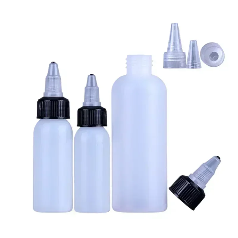 30Pcs 10ml-250ml Plastic Bottle with Twist Top Cap for Solvents Oils Paint Ink Liquid Cigarette Oil Pigment Squeeze Bottle Tip