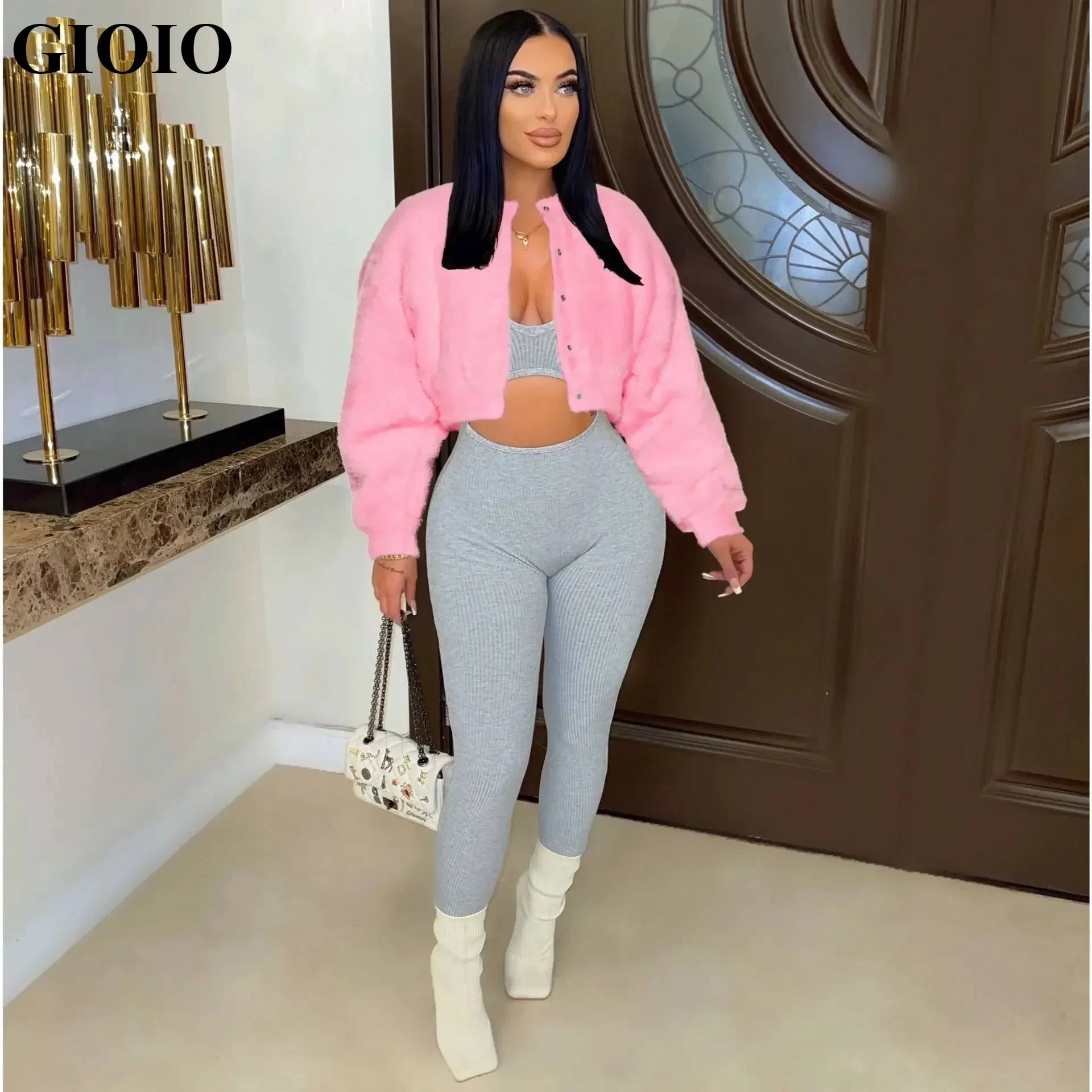 

GIOIO Ready to ship boutique outfit winter clothes casual short plush coat jacket women's coats