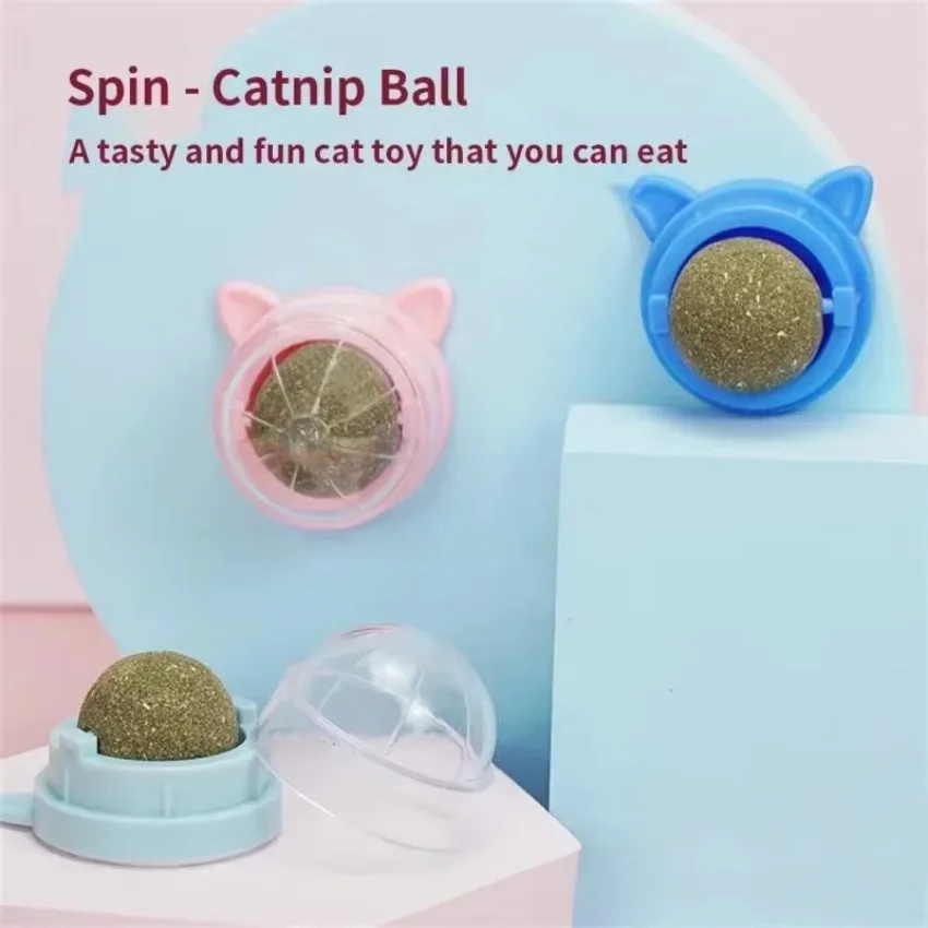 Bola giratoria de hierba gatera en forma de gato, juguete de molienda para mascotas, lamiendo interactivo para gatos, rasguño listo para comer, pelota de juguete, suministros para mascotas, venta al por mayor